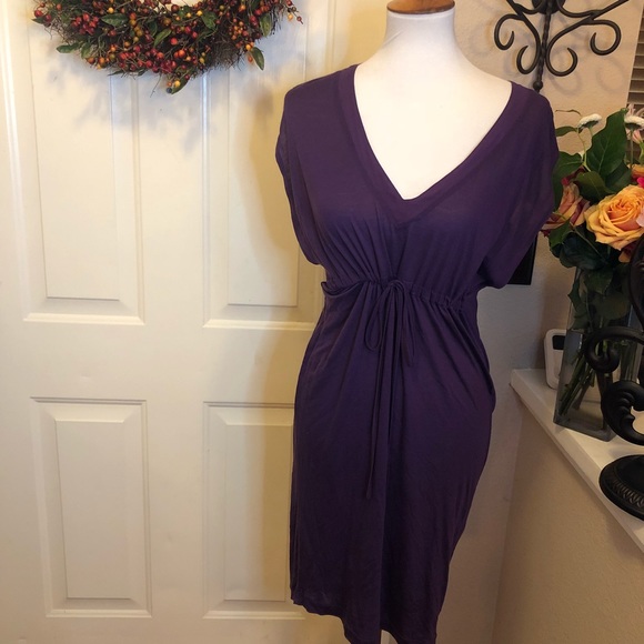 Purple Marciano Tie Waist Tunic KimonoSleeve Dress - Picture 3 of 8